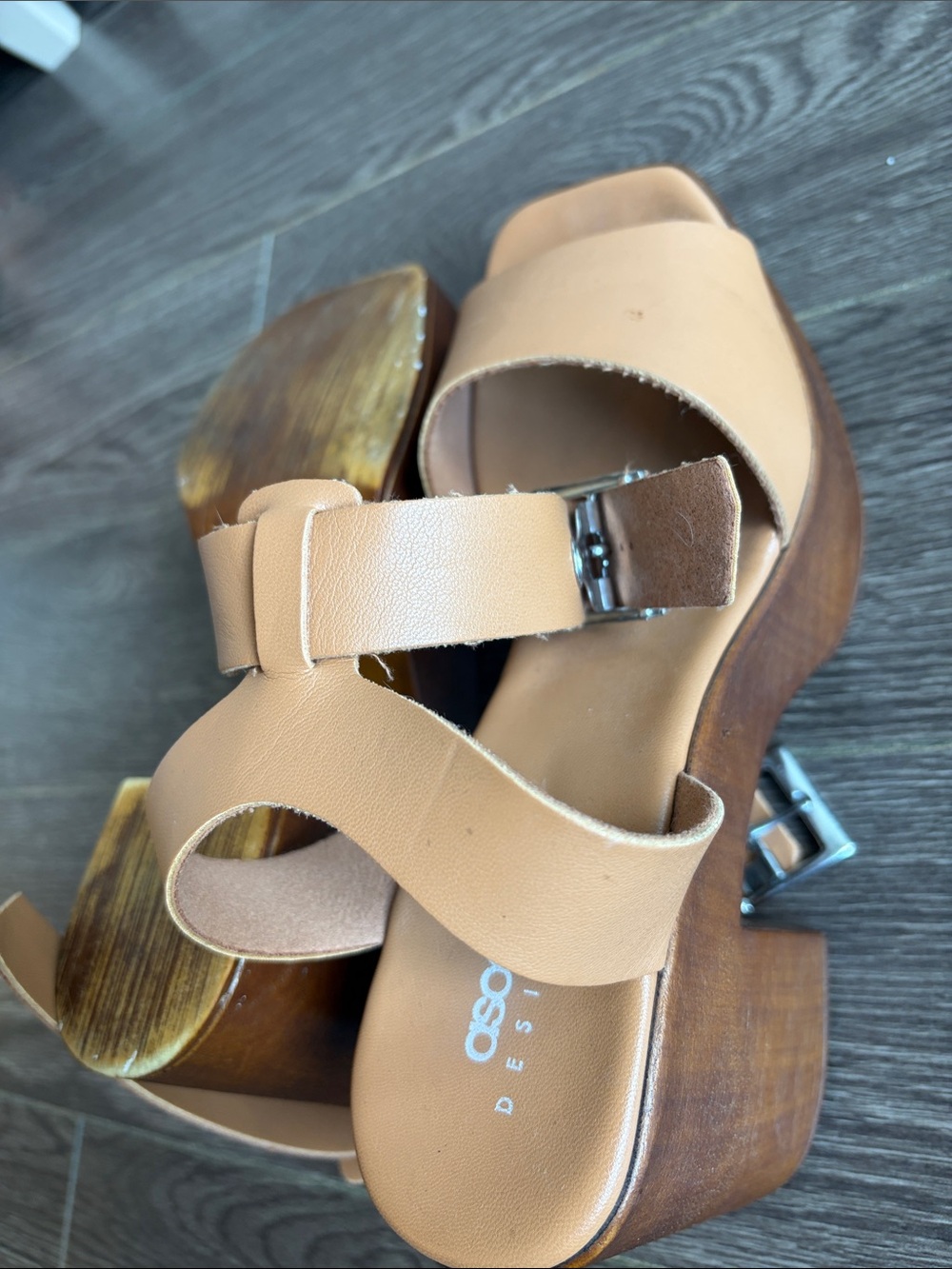 Women's Tan Leather Platform Sandals